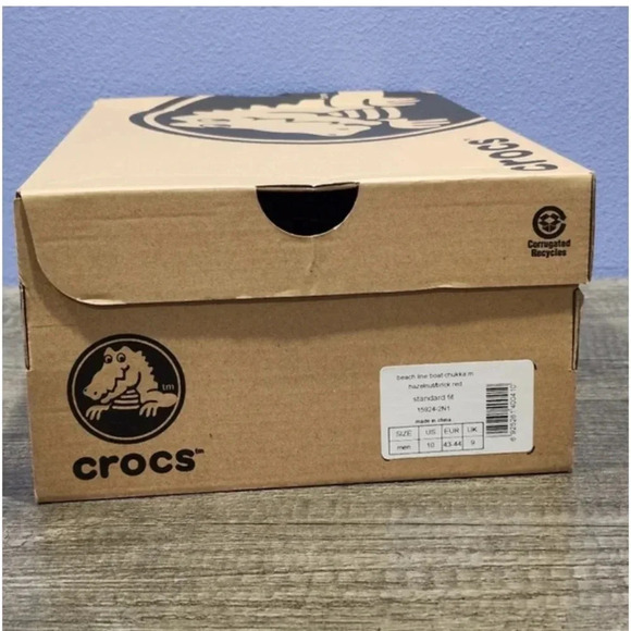 CROCS Men’s Beach Line Boat Chukka Boot Brown & Red Lightweight 10